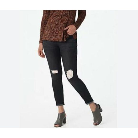 Lisa Rinna Size 24W Distressed Ankle Jeans Black - Picture 1 of 9